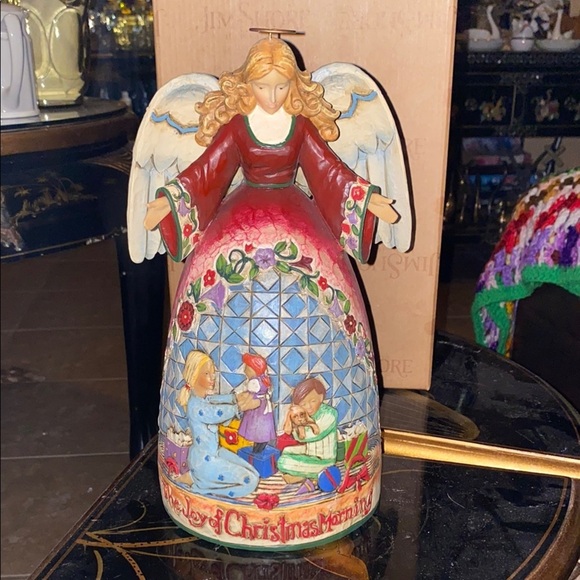 Other - Jim Shore Christmas Angel Figurine with Red and Blue Accents Joy of Christmas Mo